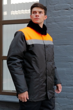 Куртка Работник ORANGE утепл. Оксфорд черный/оранж./СВП №БСР-0311