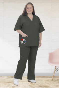 Костюм ветеринара женский "Питомцы" (size +, хаки) №УФР-МЕД-4422-3
